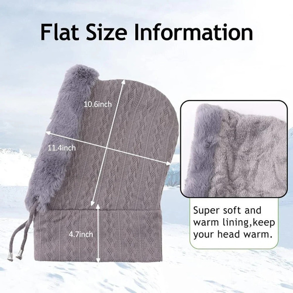 Winter Balaclava Hats Women Warm Thick Fluff Beanie Adult Neck Face  Cover Cap - Picture 7 of 7